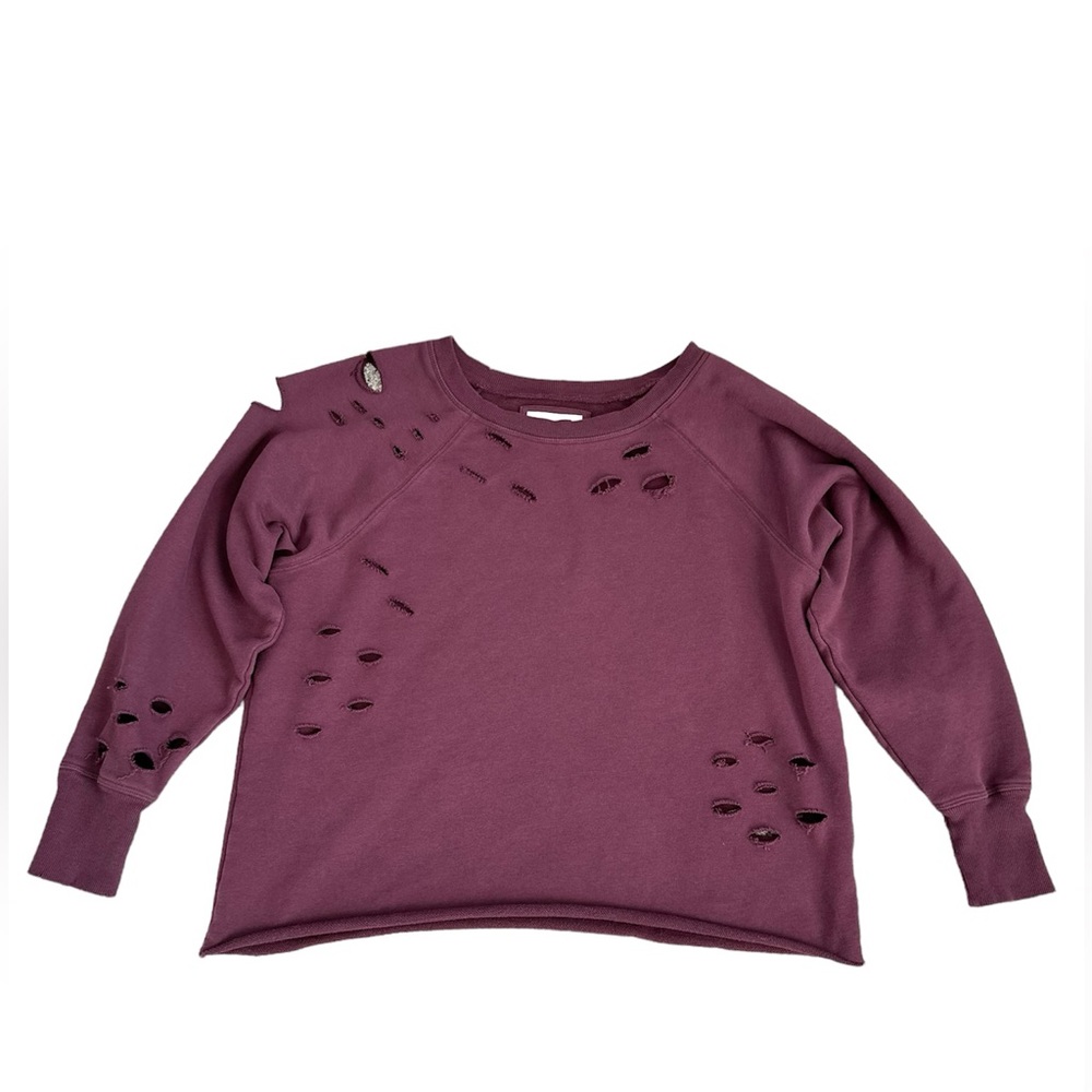 Distressed maroon Chelsea DeBoer crewneck sweatshirt